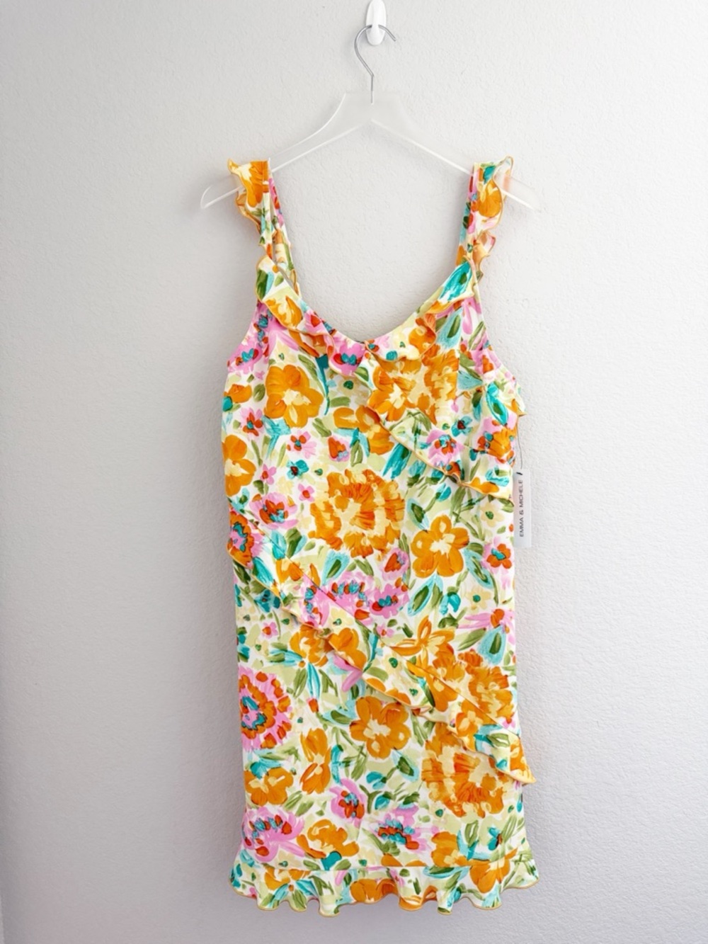 Emma & Michele Floral Dress in Yellow, Pink & Green
